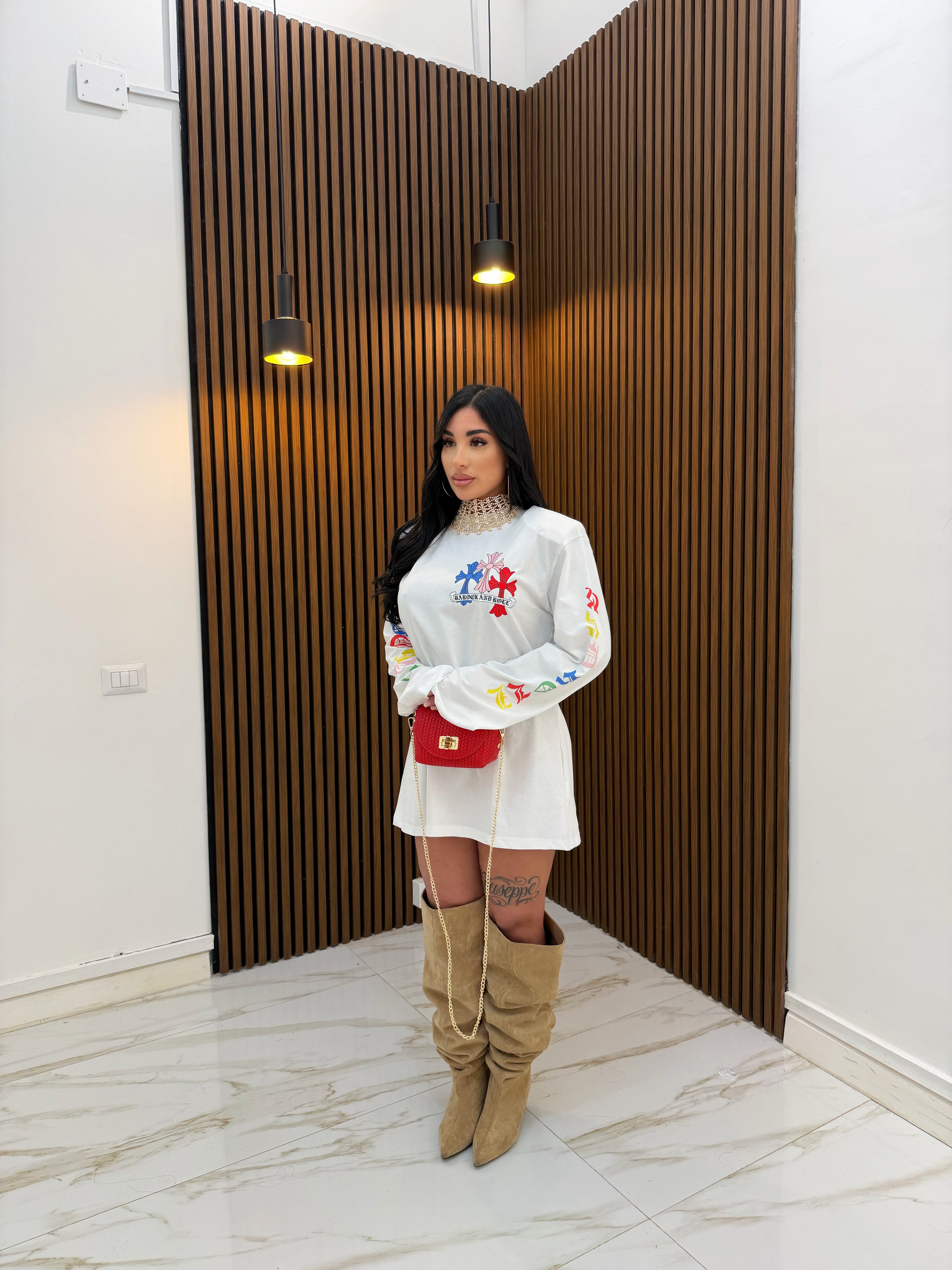 MAXI MAGLIA CROCE BIANCO