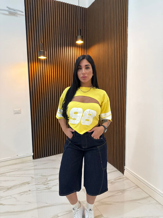 MAGLIA CON COPRISPALLE GIALLO