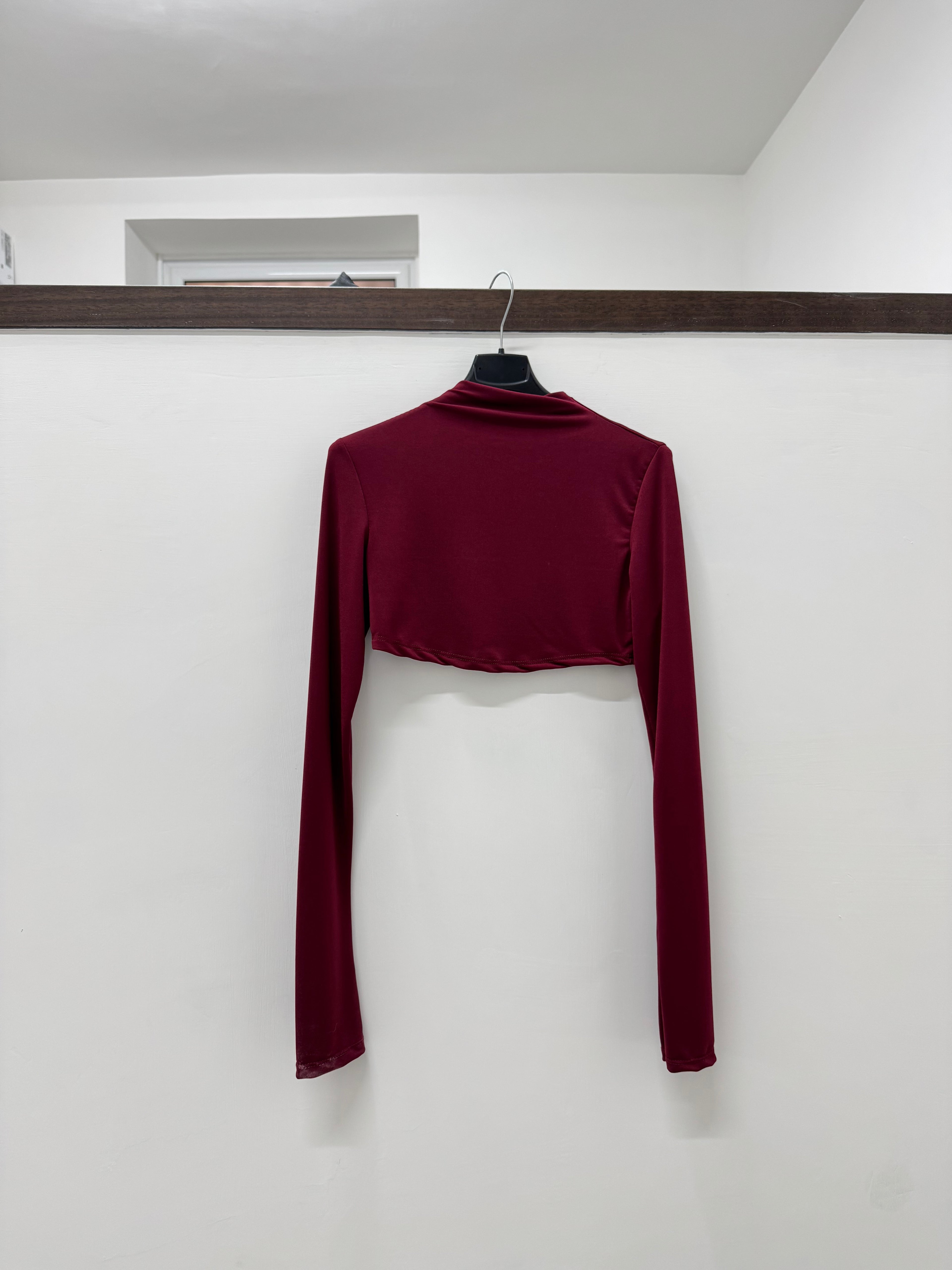 MAGLIA CROP BORDEAUX