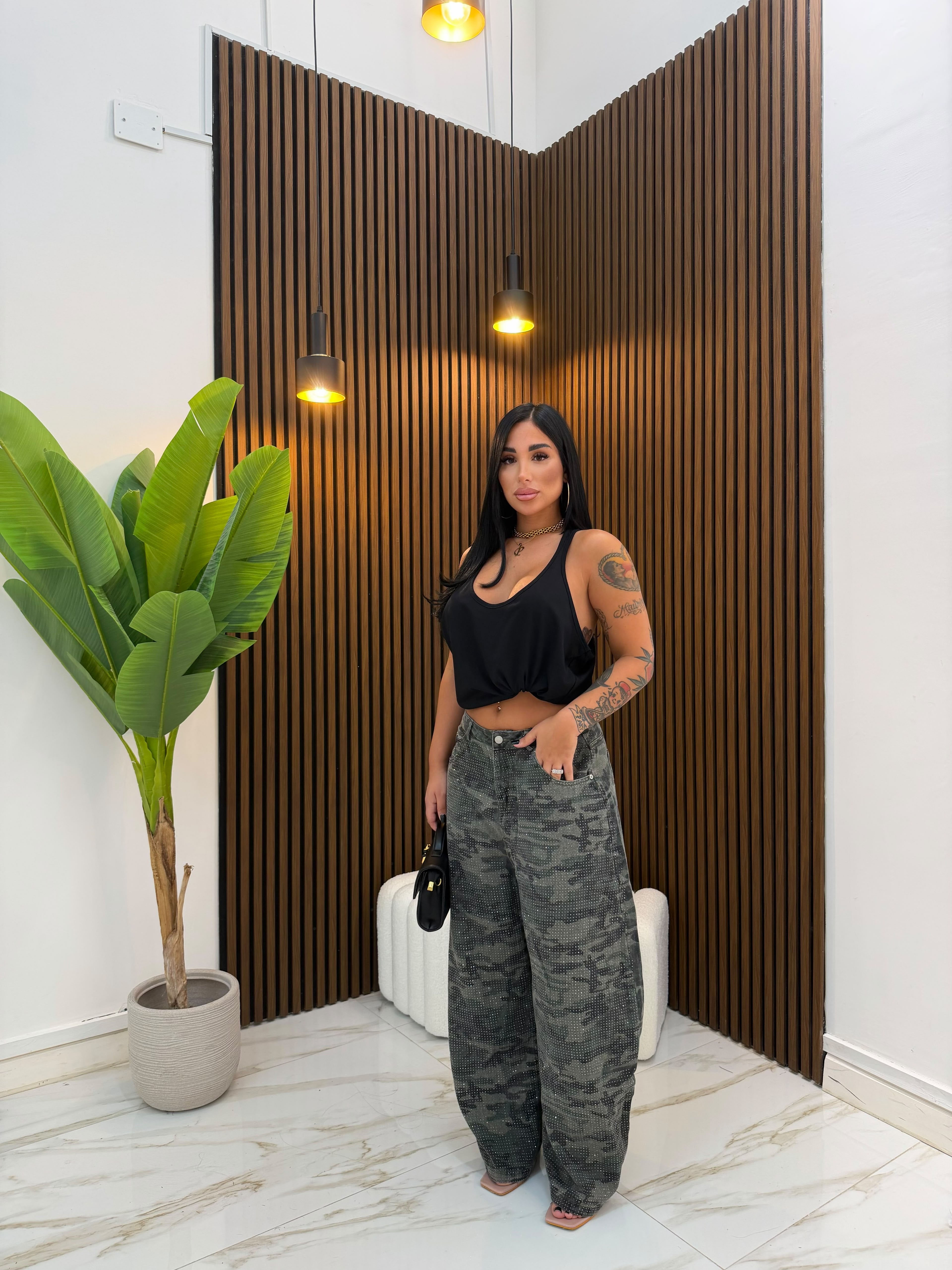 JEANS STRASS MILITARY