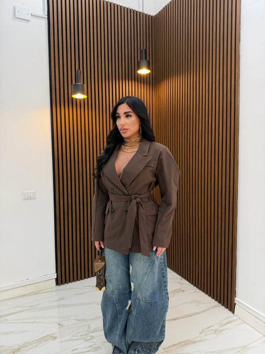 GIACCA MANICA A SBUFFO MARRONE