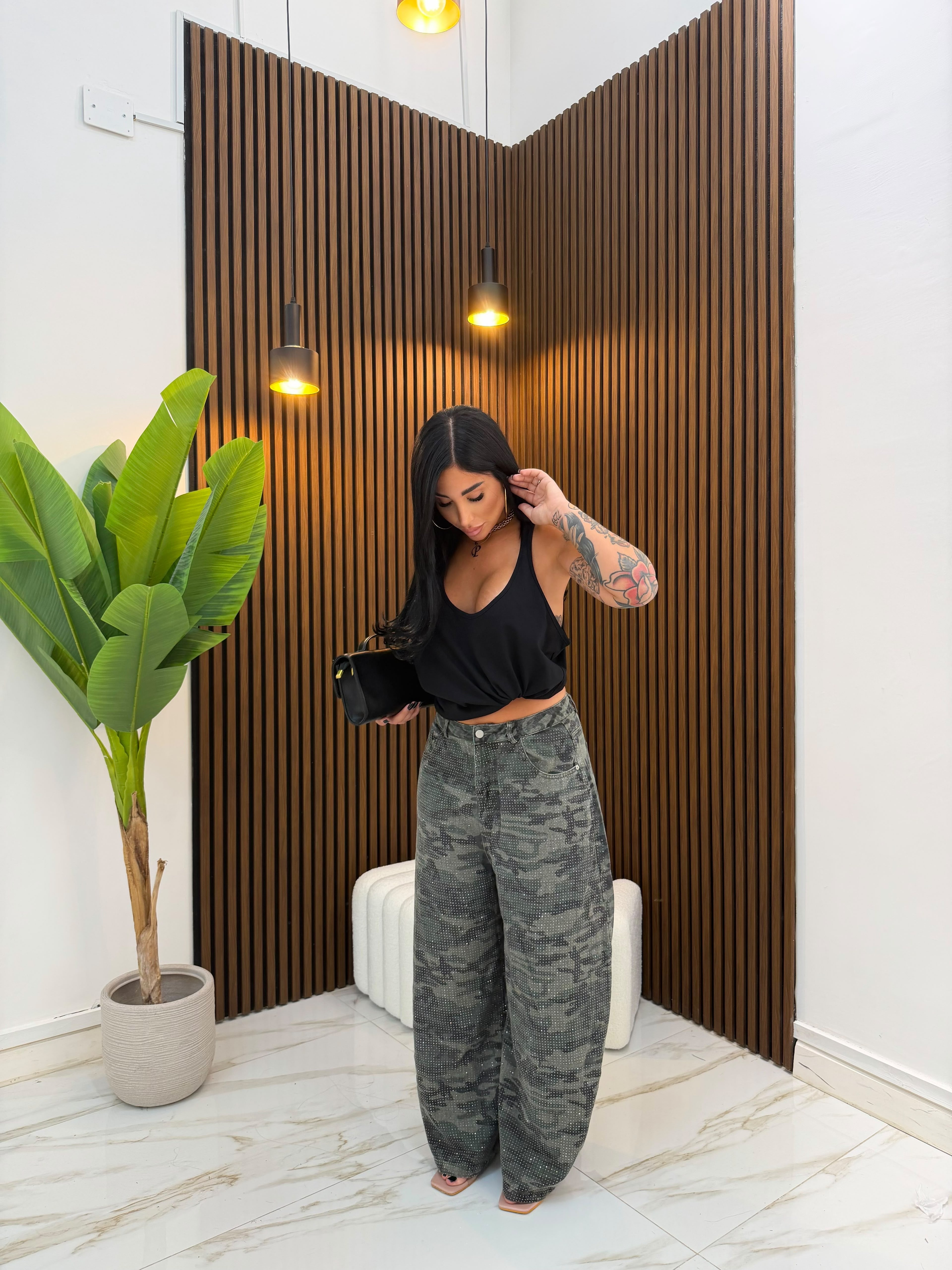JEANS STRASS MILITARY