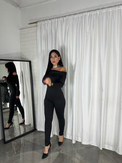 JUMPSUIT SCOLLO BARCA IN LICRA