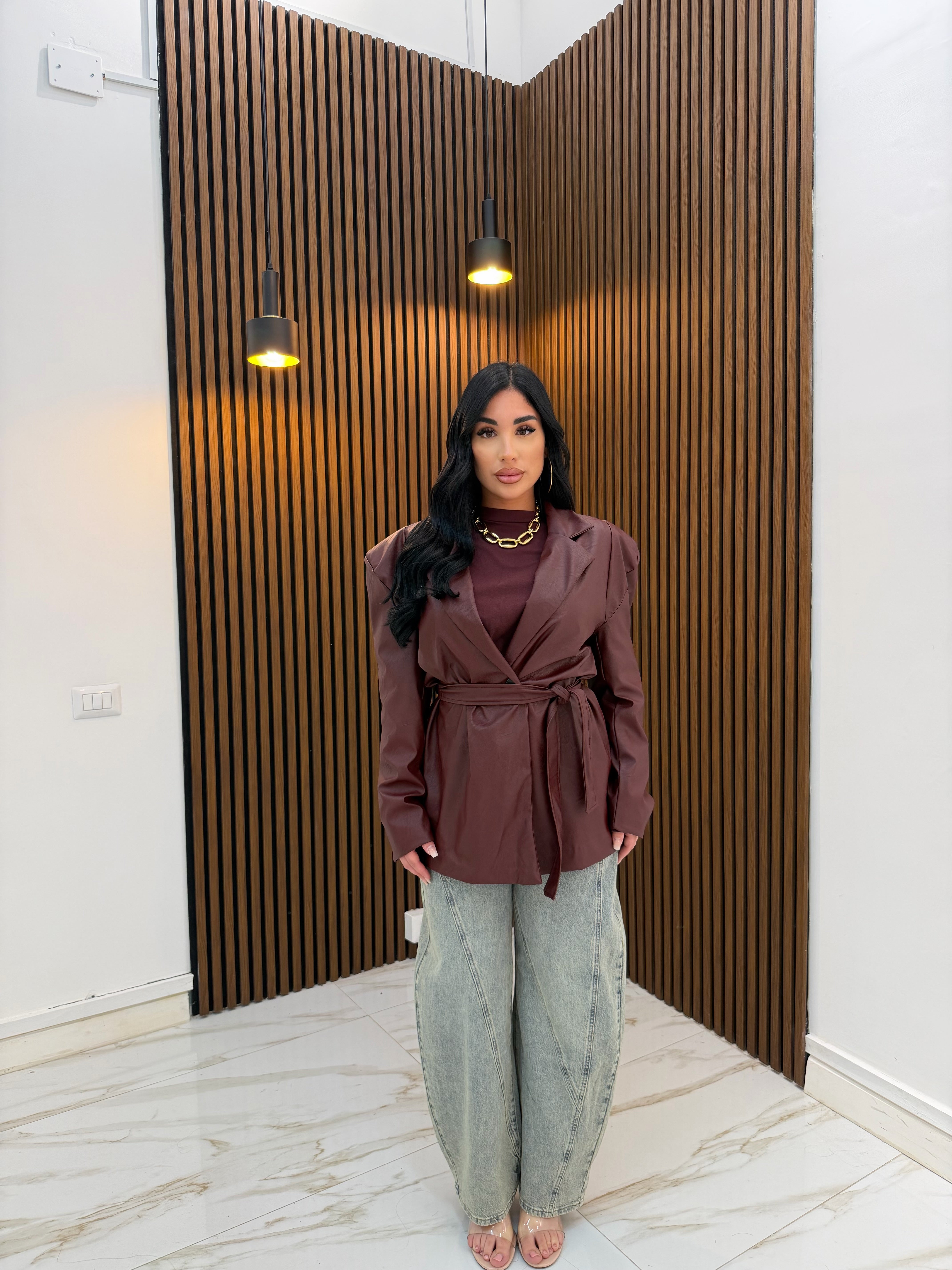 GIACCA A SBUFFO IN ECOPELLE BORDO