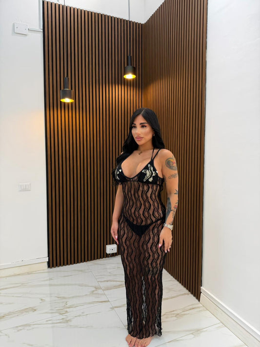 COPRICOSTUME IN MACRAMÉ NERO