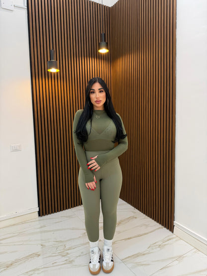 LEGGINS TERMICO VERDE MILITARE