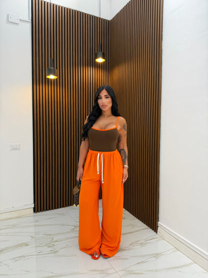 PANTALONE IN LINO ARANCIONE