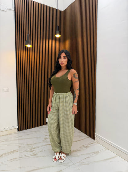 PANTALONE QUADRI VERDE