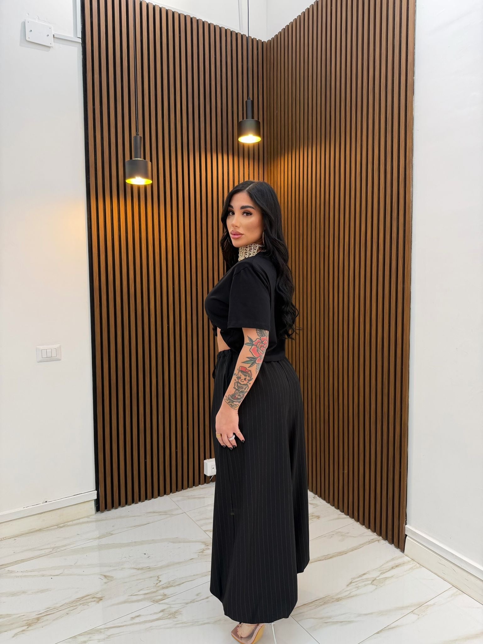 PANTALACCIO GESSATO NERO