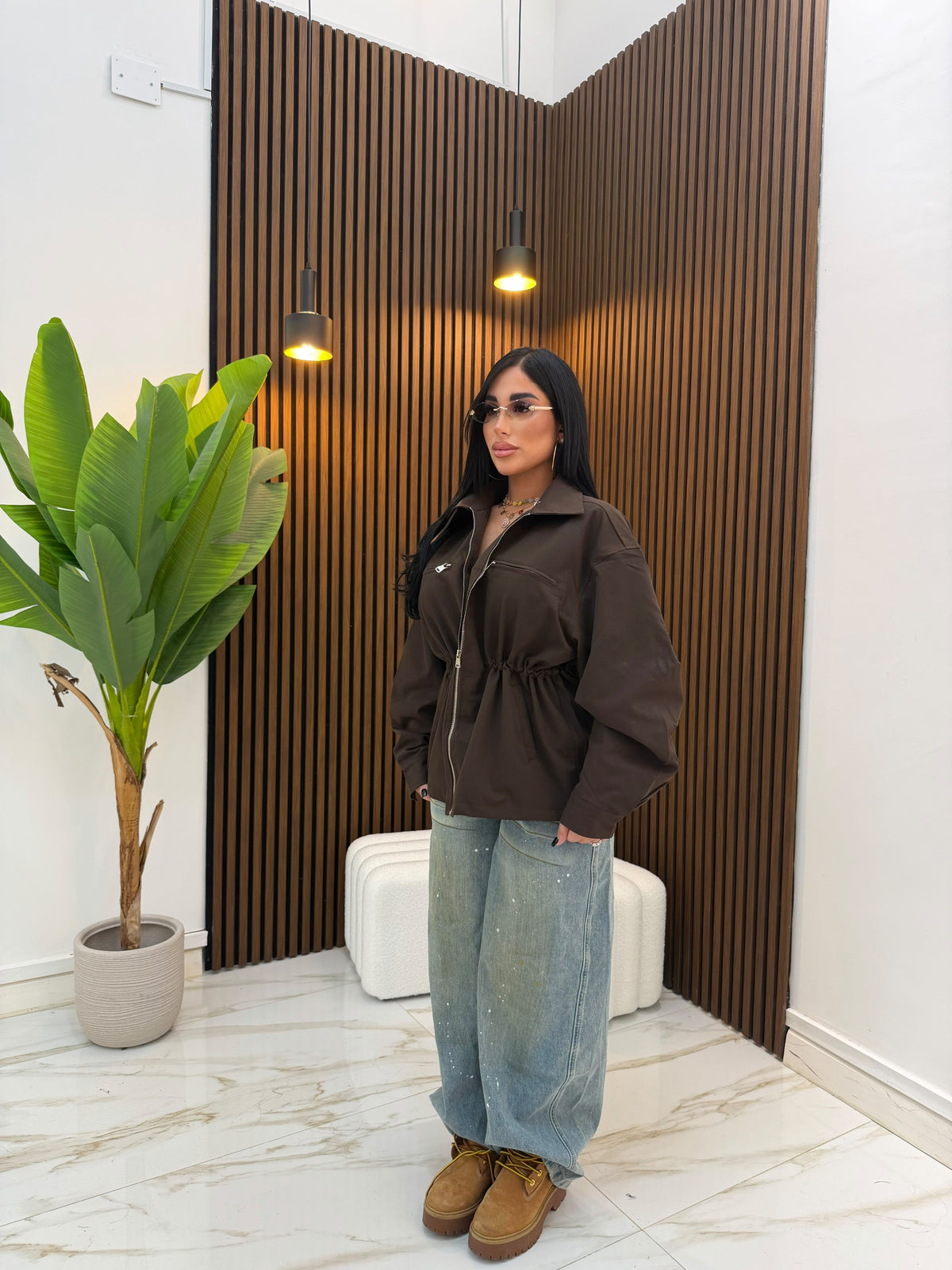 JACKET CON COULISSE MARRONE