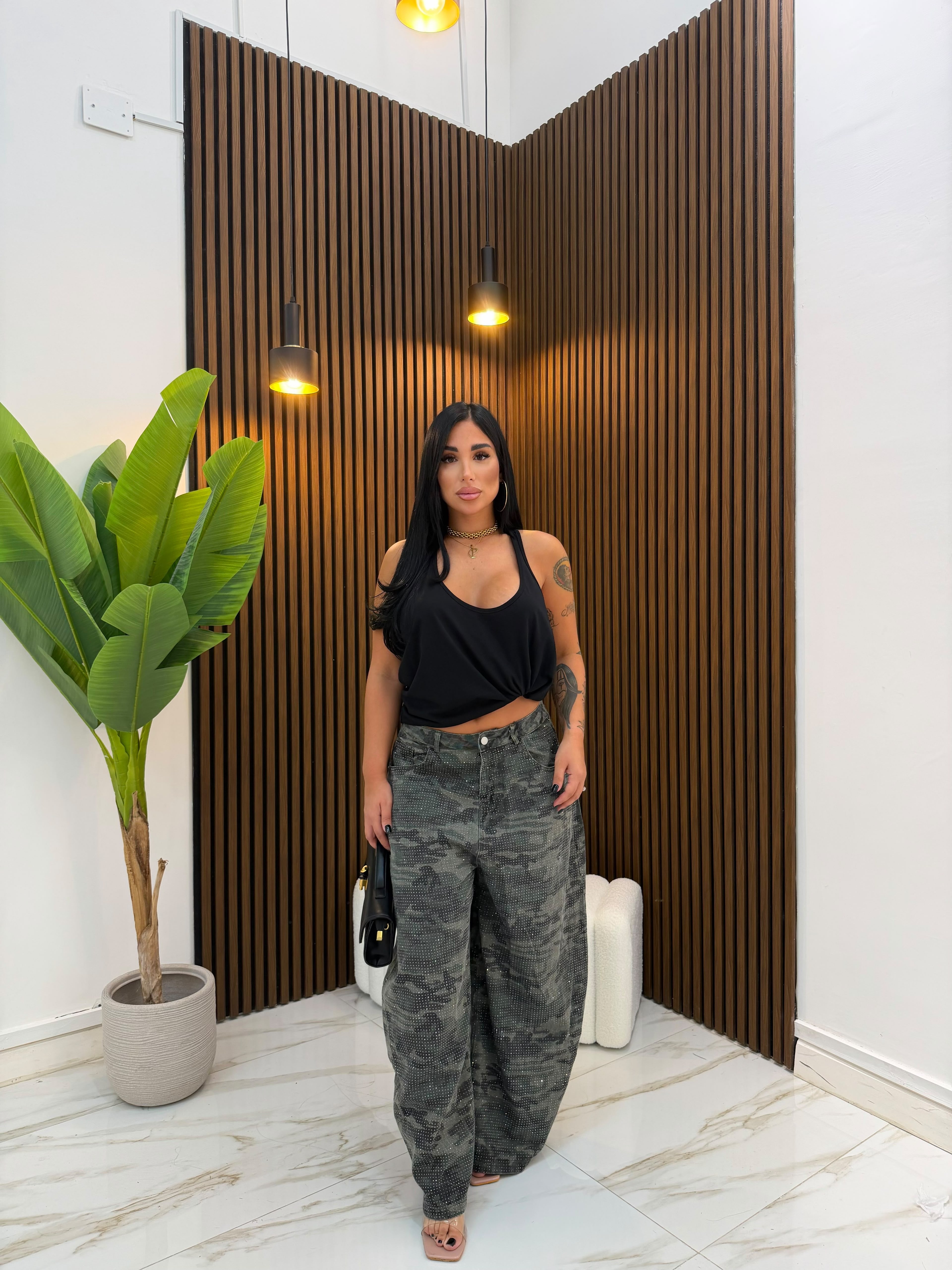 JEANS STRASS MILITARY