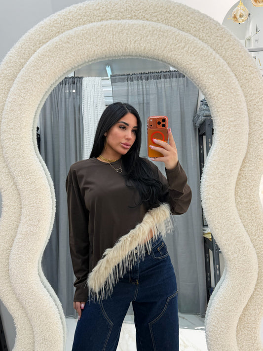 MAGLIA PIUME MARRONE