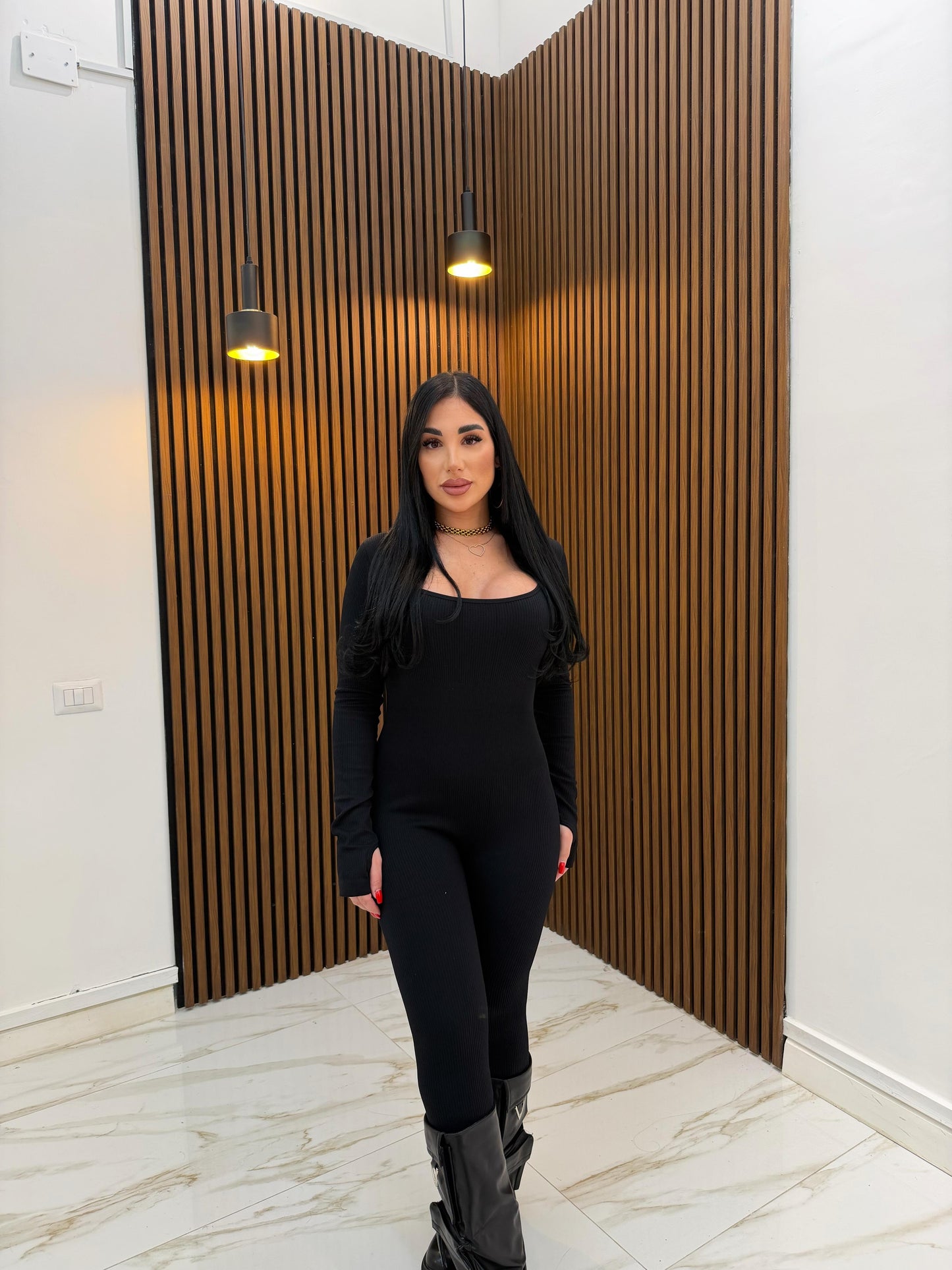 JUMPSUIT A COSTINE NERO