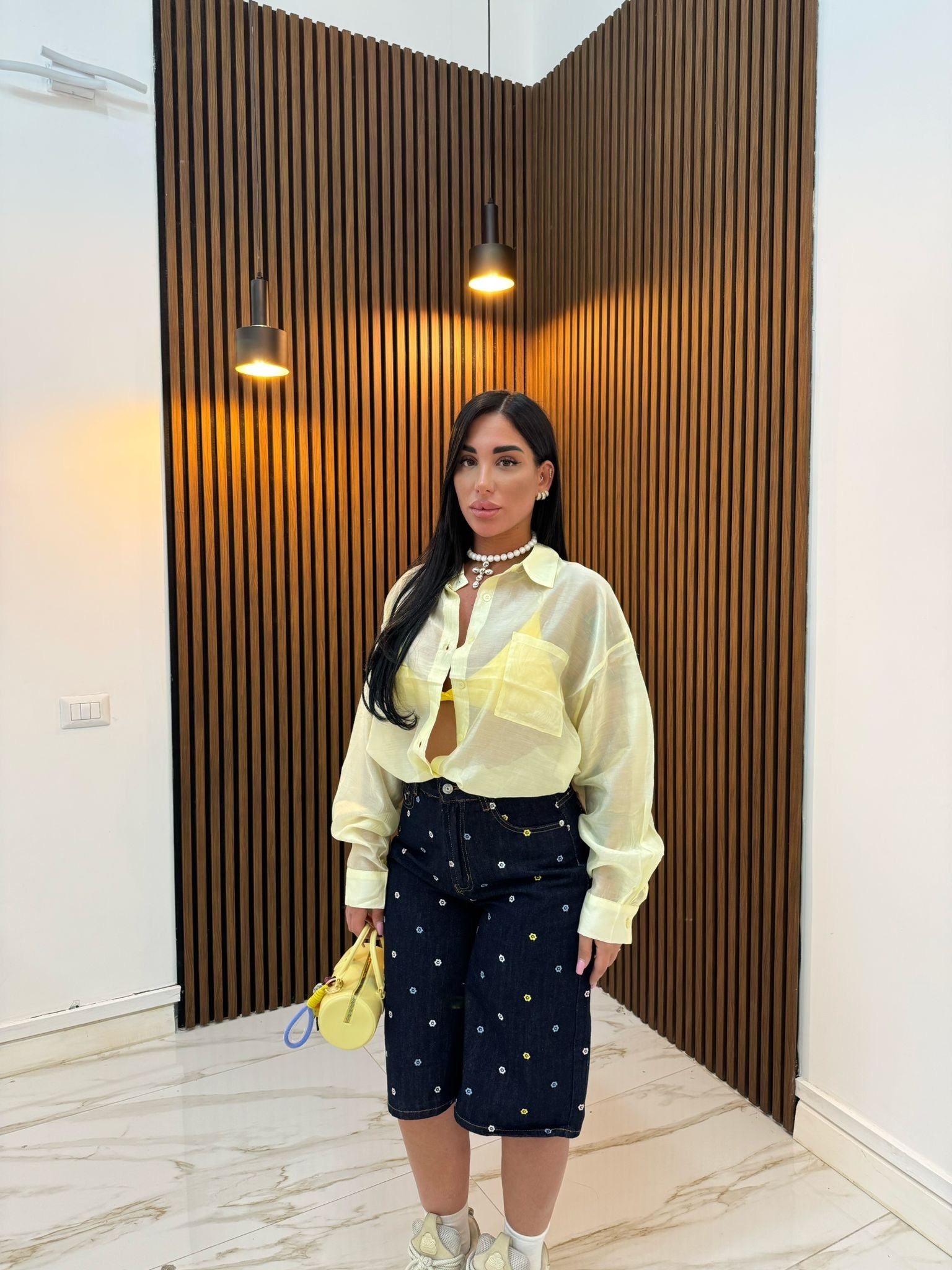 CAMICIA SEMITRASPARENTE GIALLO