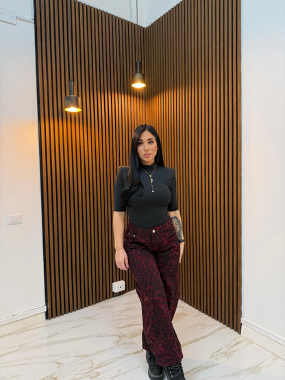 JEANS MACULATO BORDEAUX