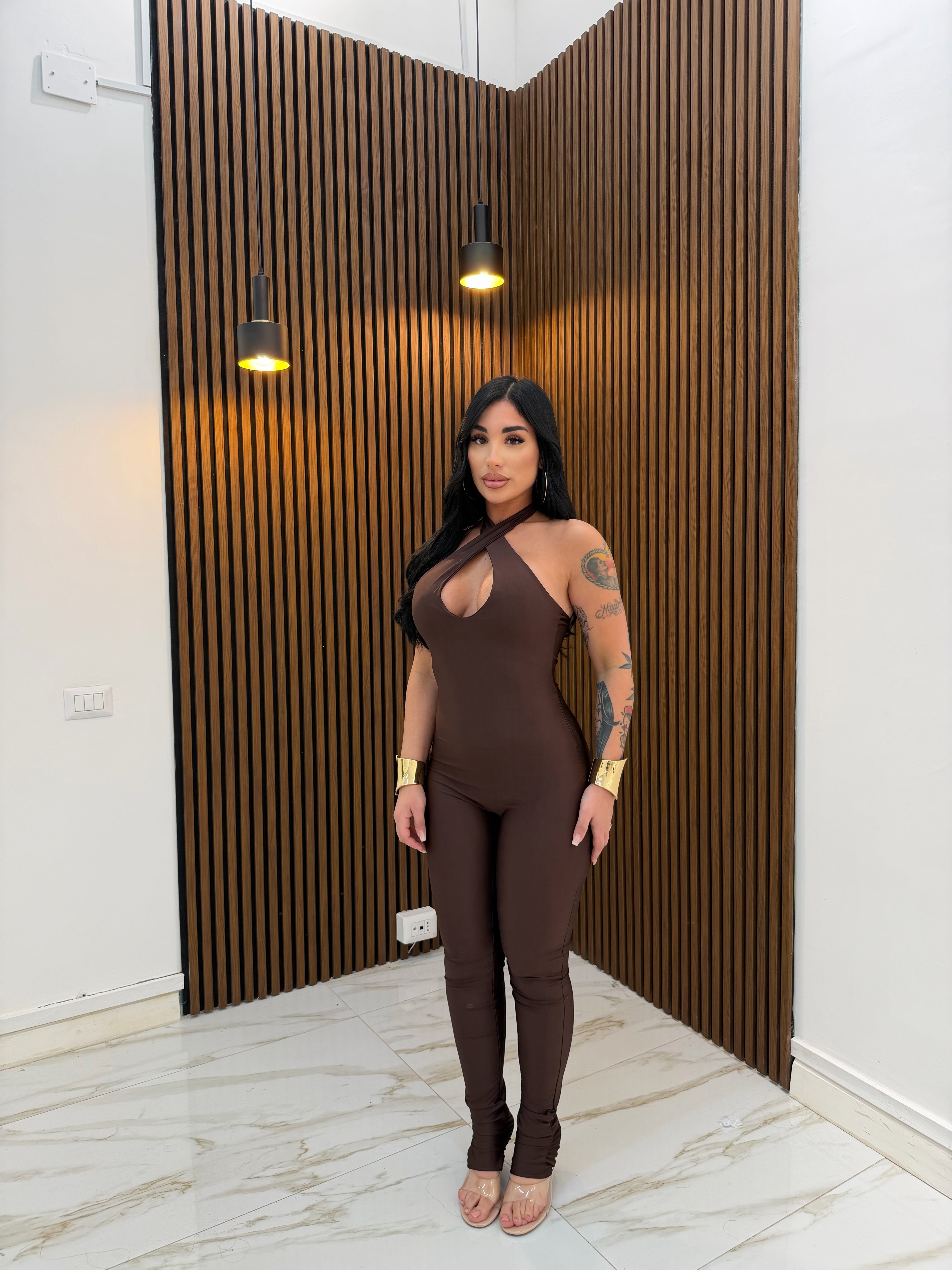 JUMPSUIT INCROCIO MARRONE