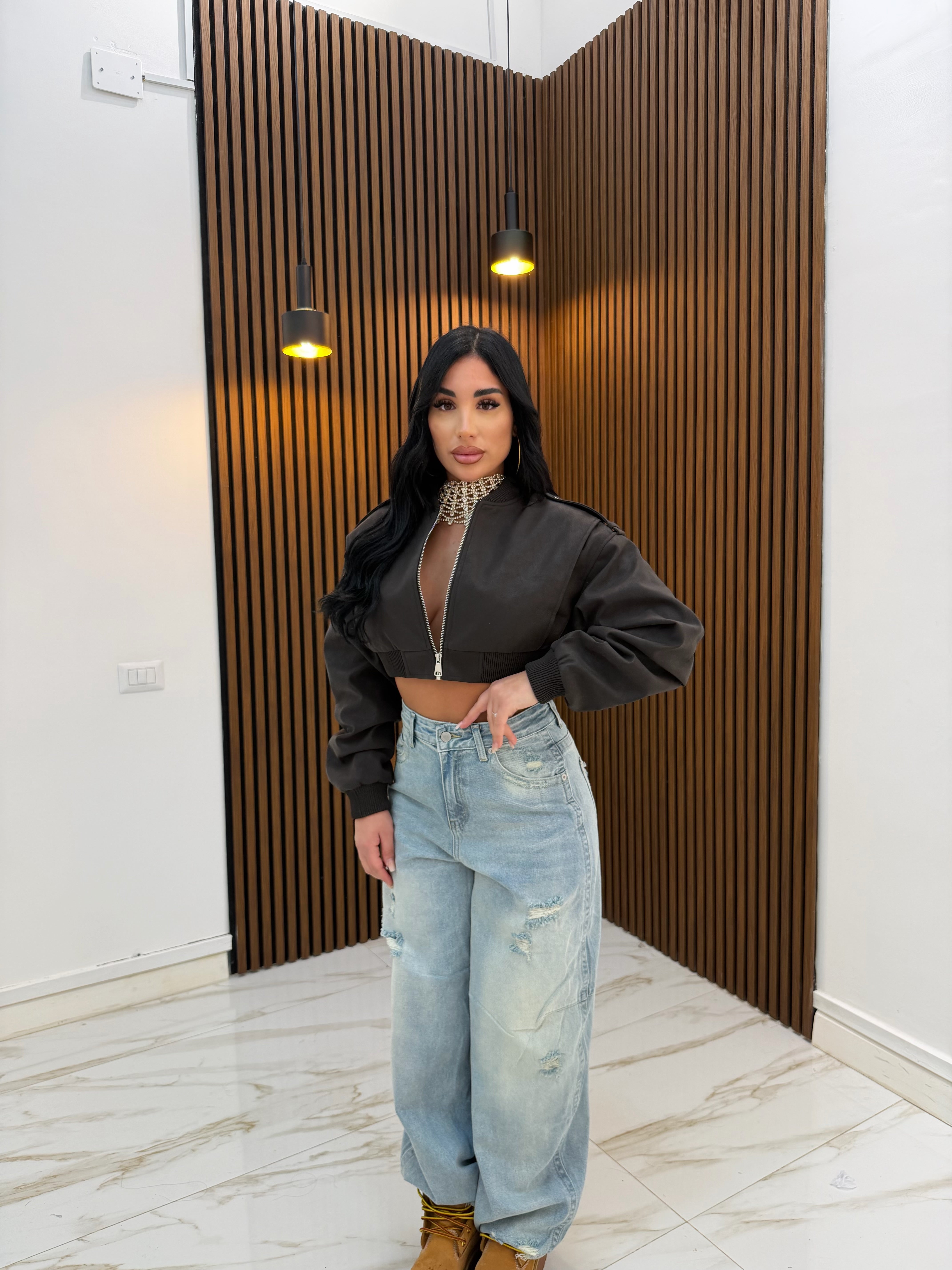 GIUBBINO CROP MARRONE