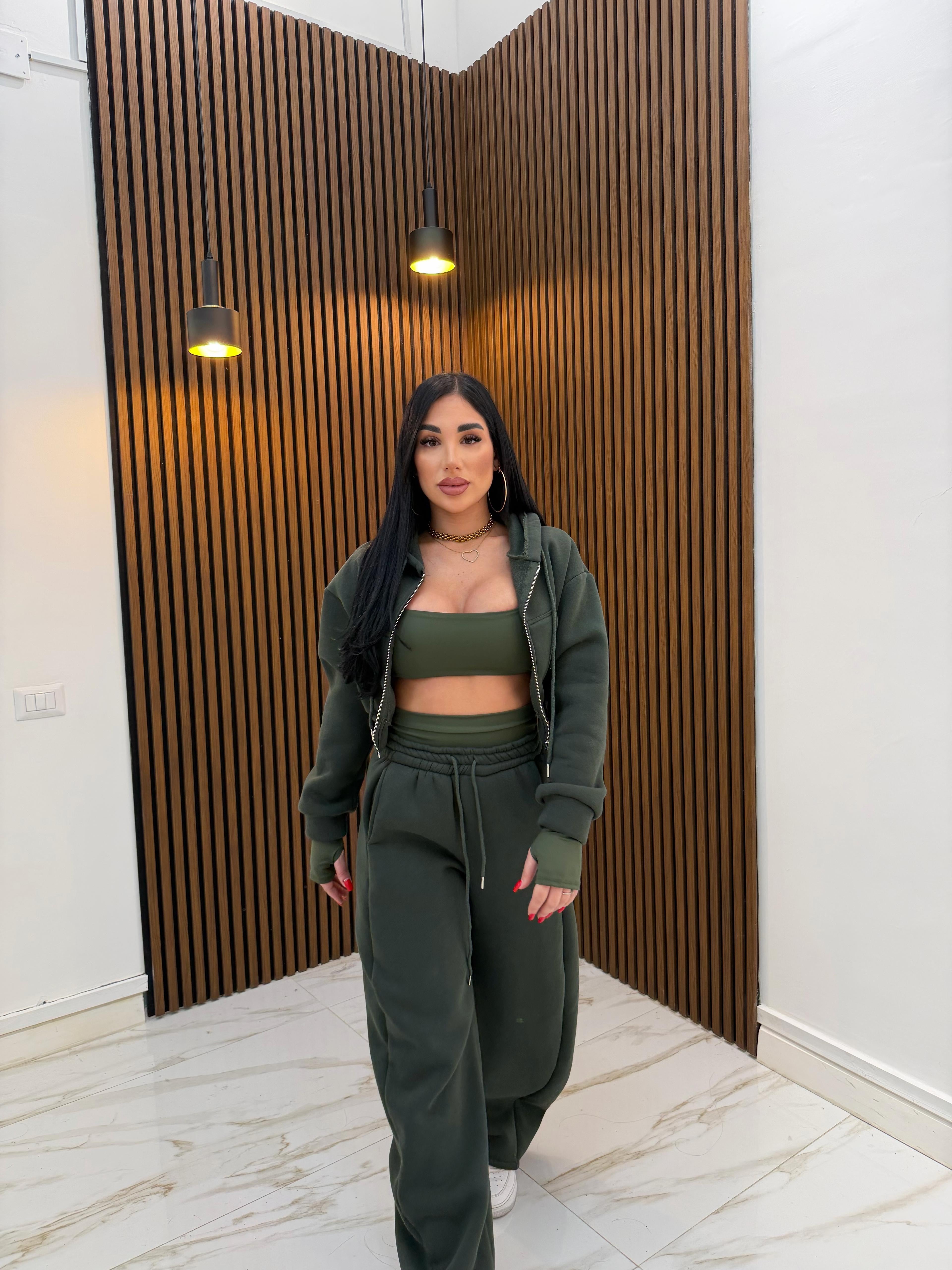 CORDINATO 3 PEZZI VERDE MILITARE