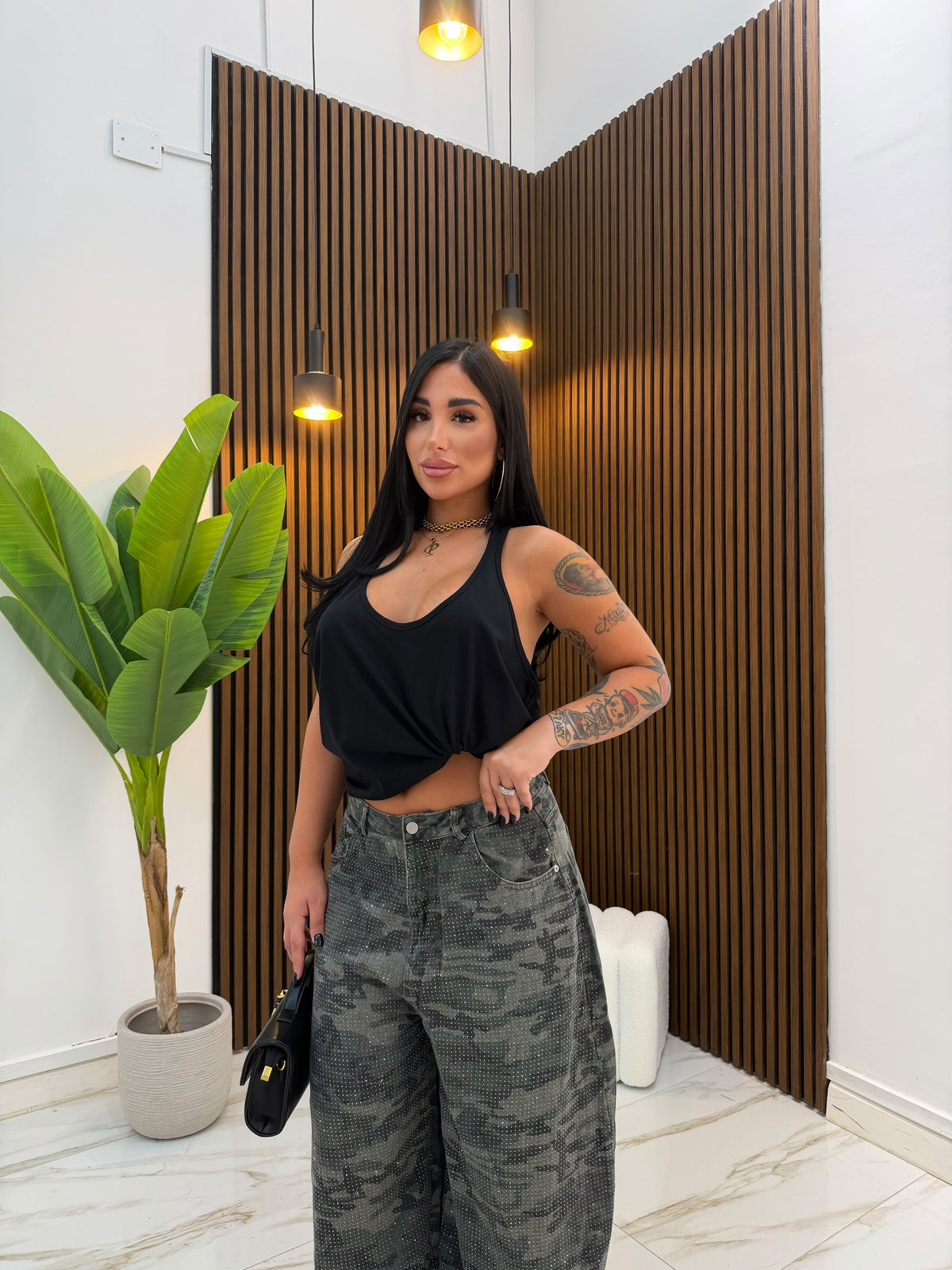 JEANS STRASS MILITARY