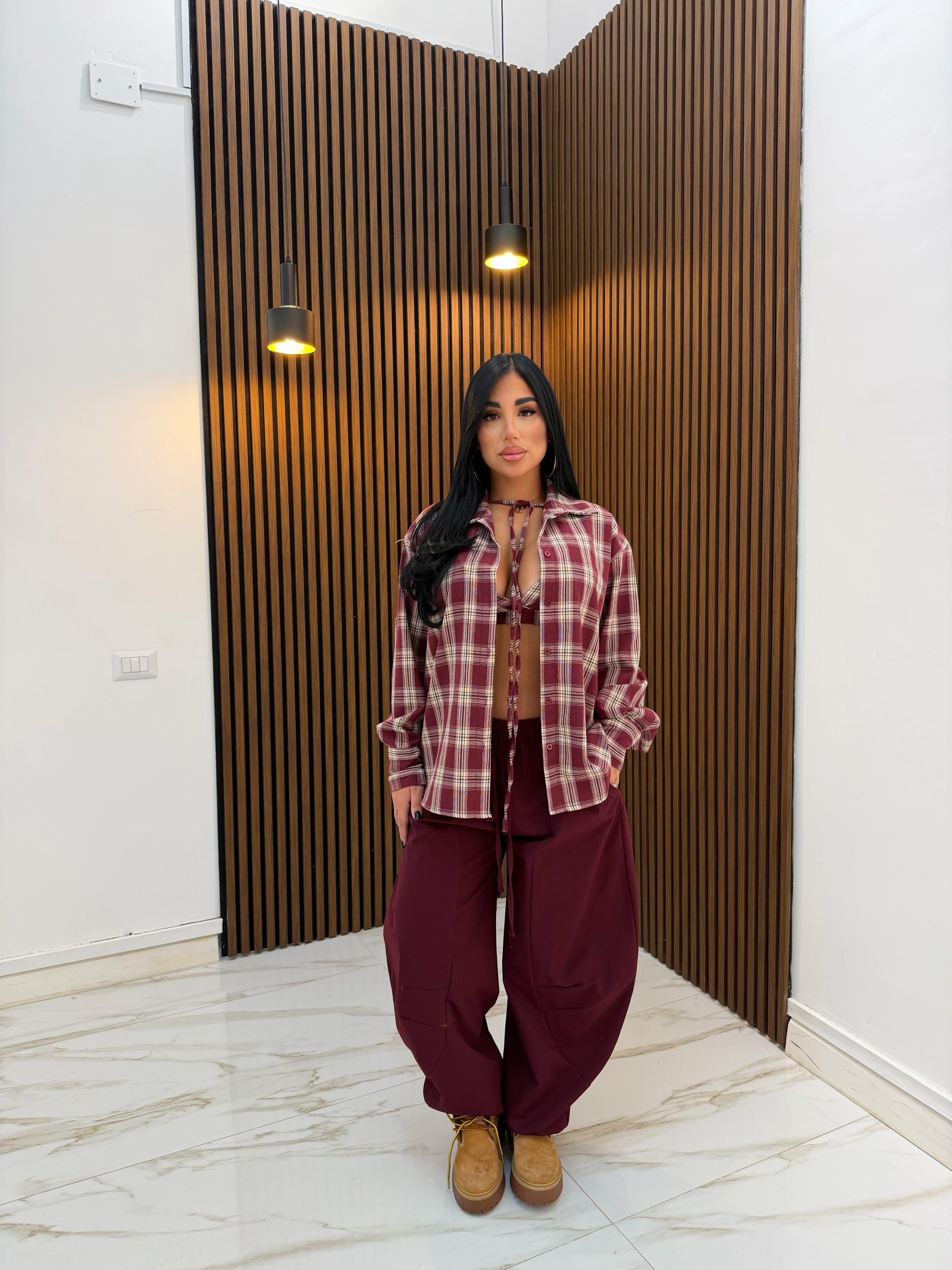 SET TOP E CAMICIA BORDEAUX