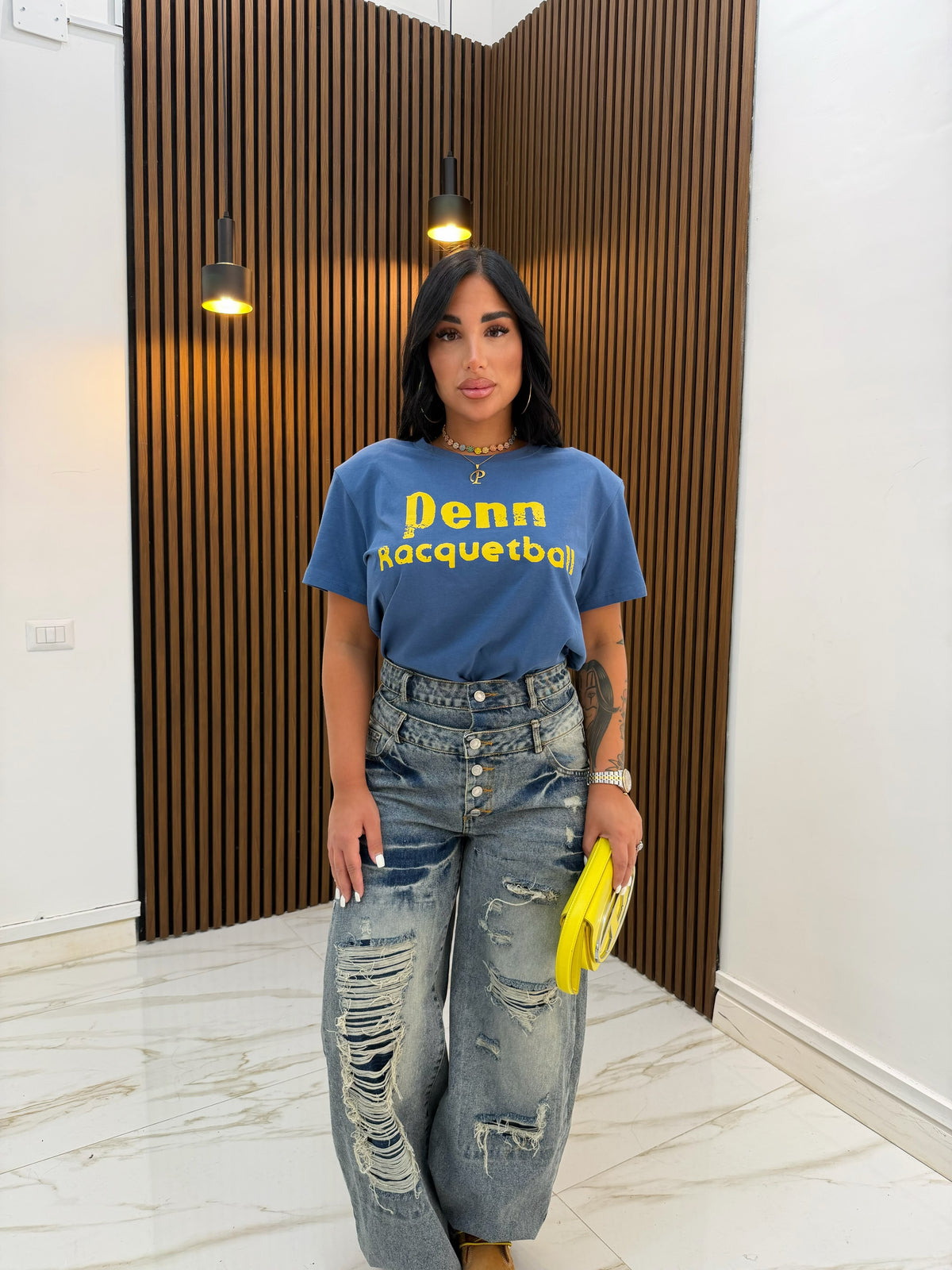 T-SHIRT TEXT BLU