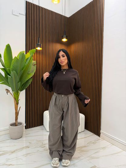 PANTALONE QUADRI MARRONE