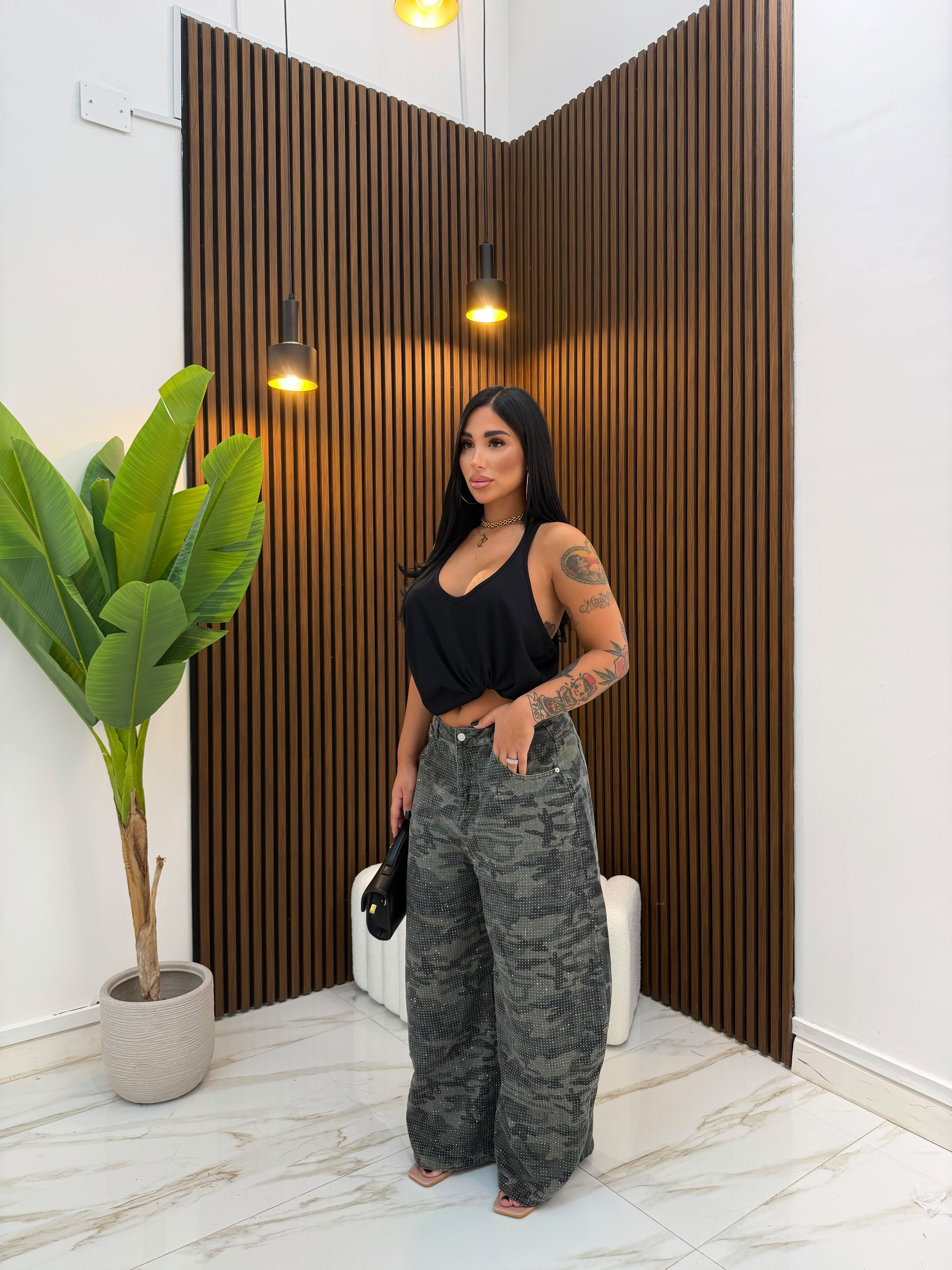 JEANS STRASS MILITARY