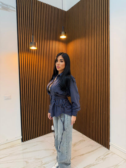 CAMICIA CON LACCI BLU