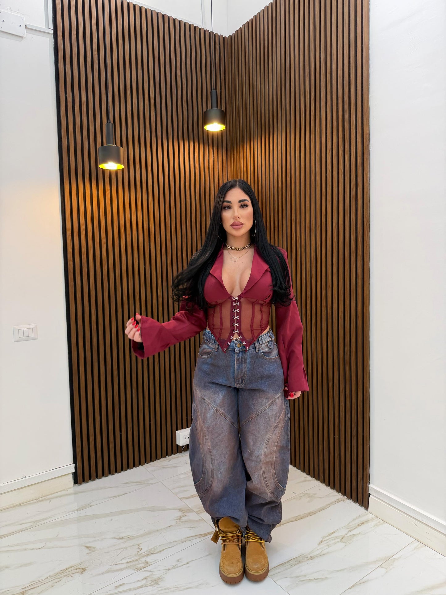 GIACCA BUSTIER BORDEAUX