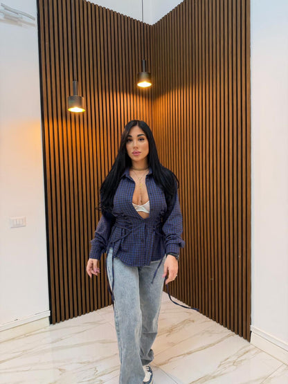 CAMICIA CON LACCI BLU