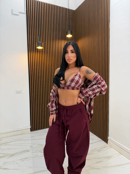 SET TOP E CAMICIA BORDEAUX