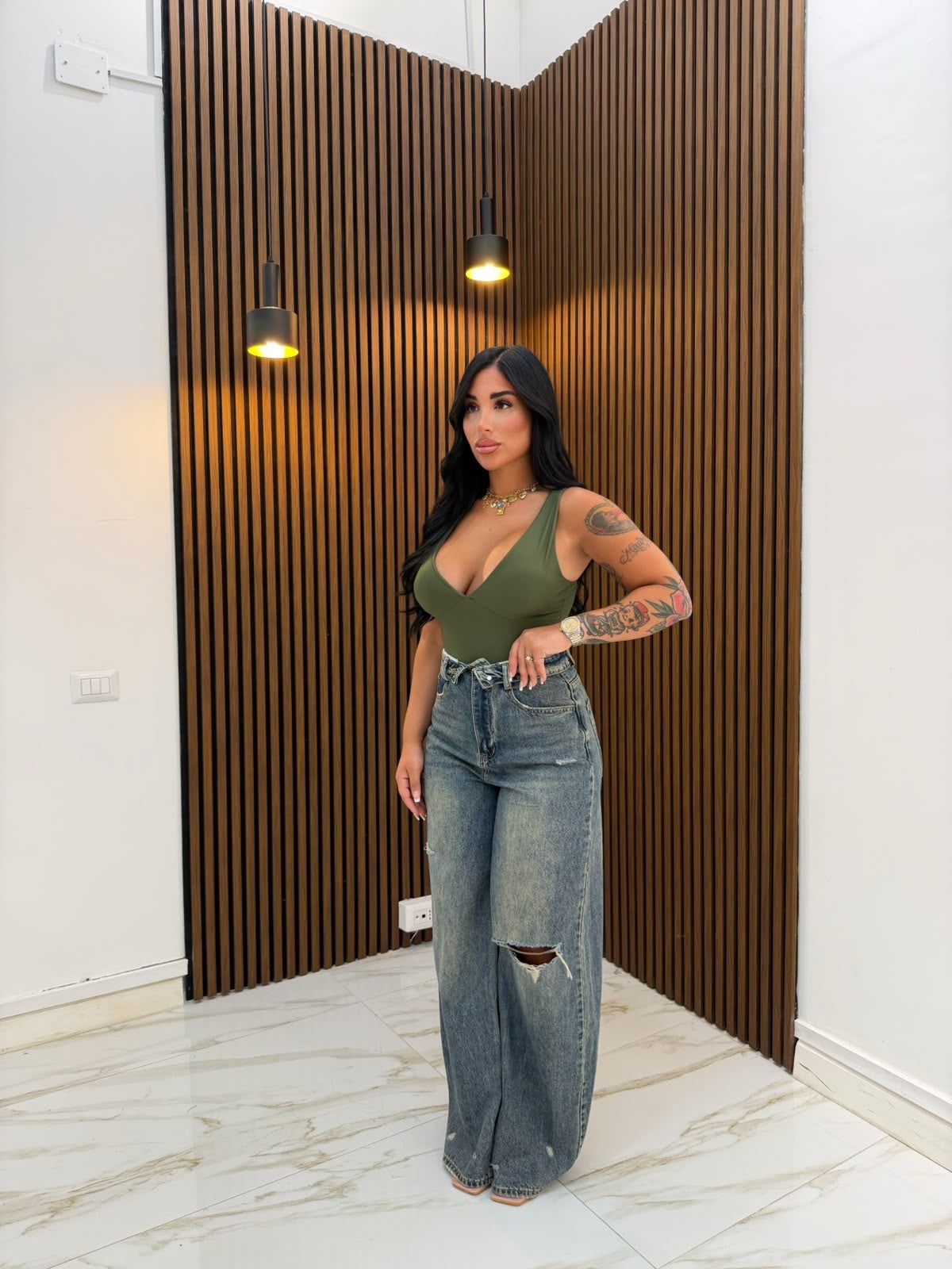 JEANS RISVOLTO BLU SCURO