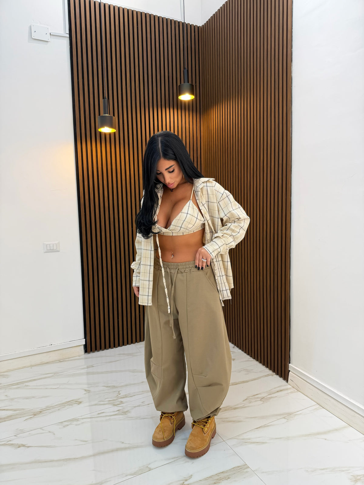 SET TOP E CAMICIA BEIGE