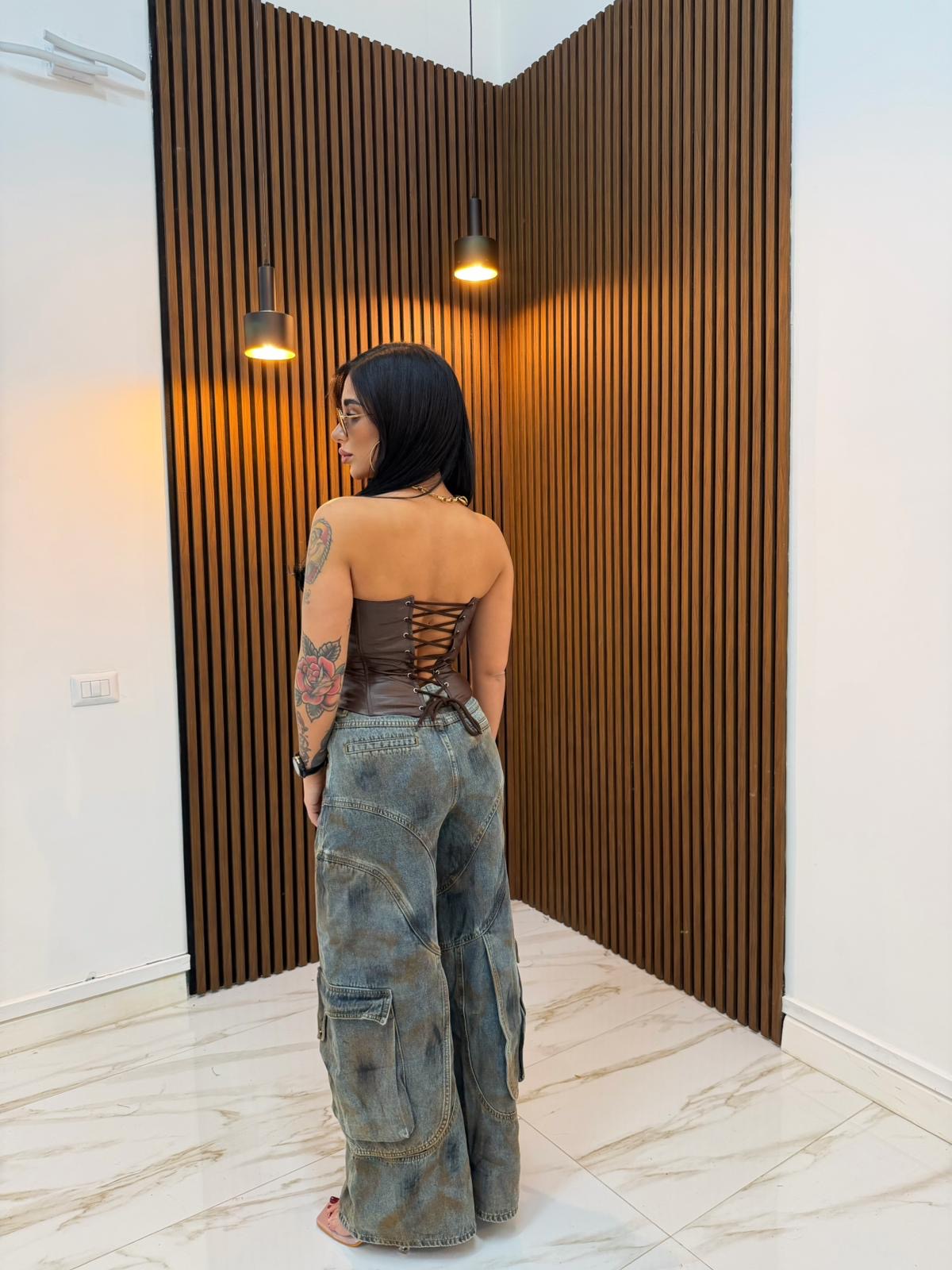 CORPETTO PITONATO IN ECOPELLE MARRONE