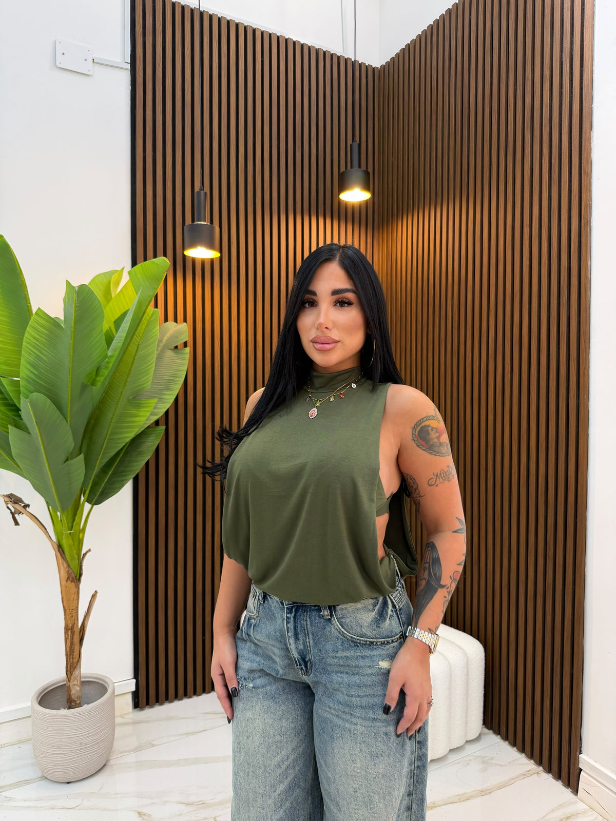BODY MEGA SCOLLO VERDE MILITARE