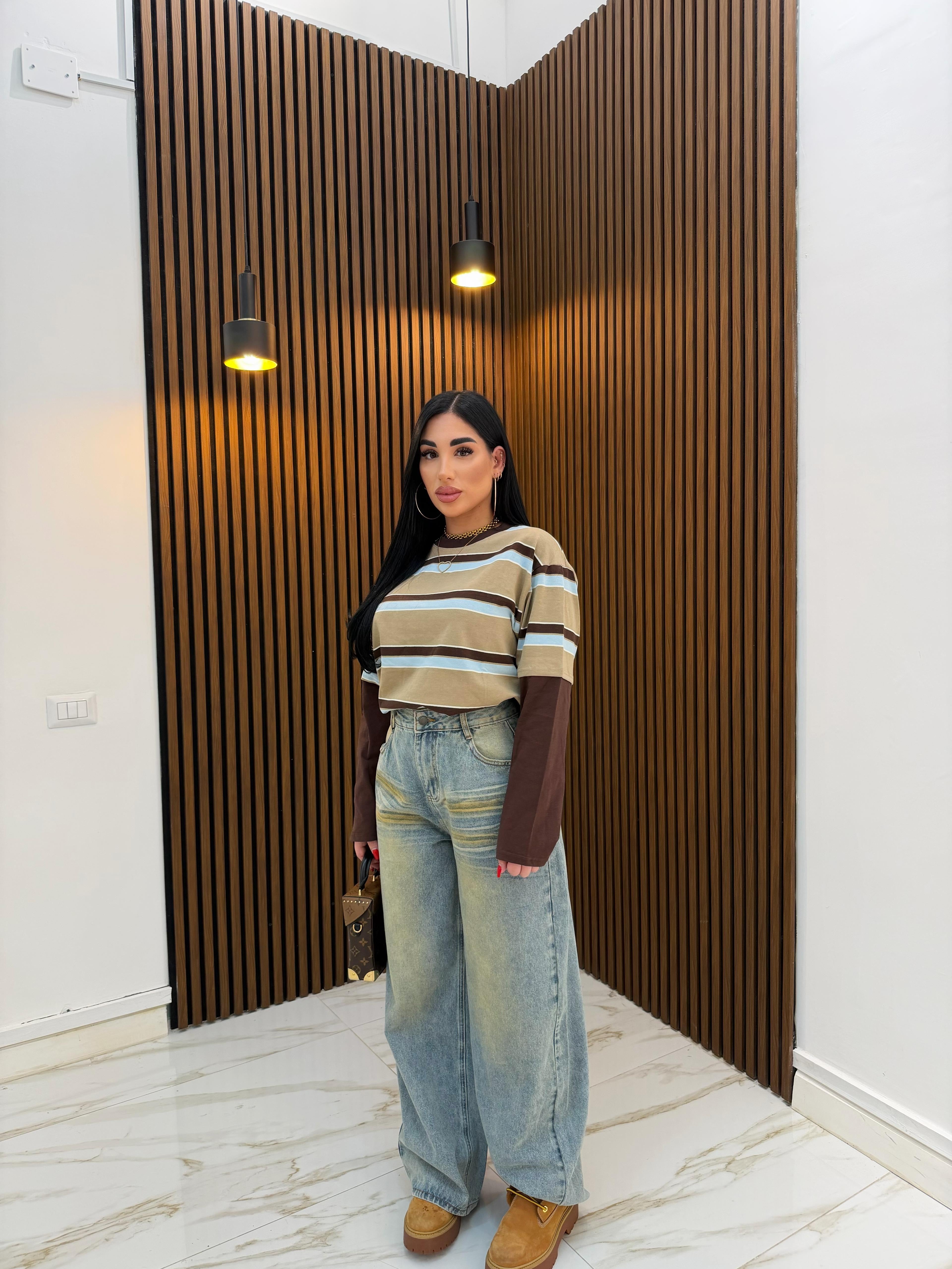 MAGLIA RIGHE DOPPIA MANICA