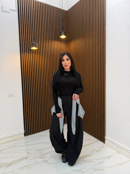 PANTALONE CON FOULARD NERO