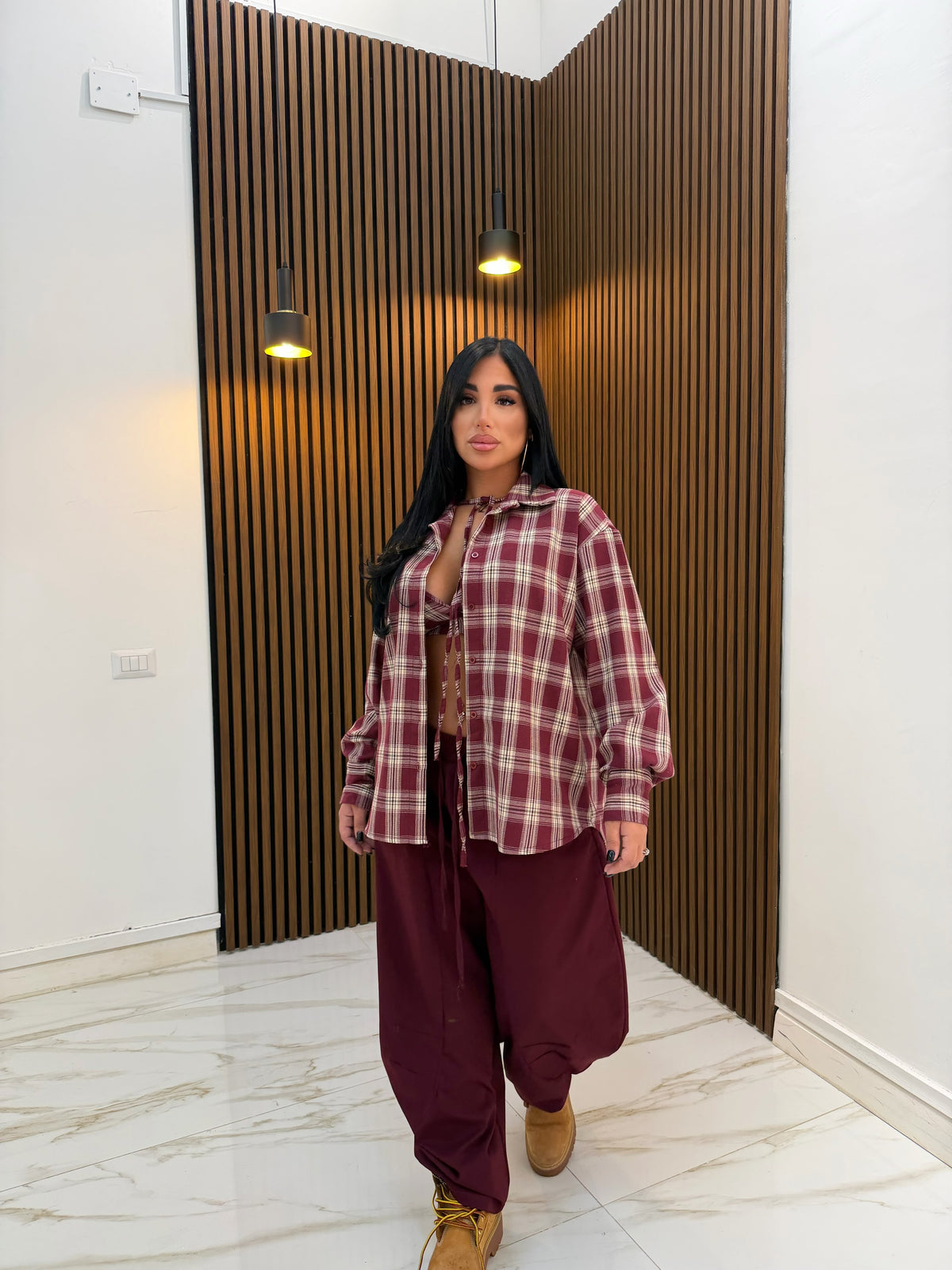 SET TOP E CAMICIA BORDEAUX