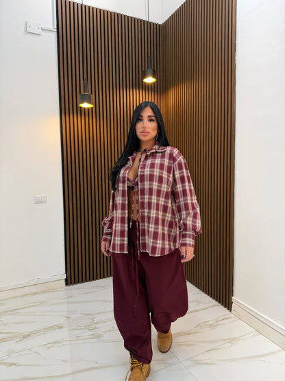 SET TOP E CAMICIA BORDEAUX