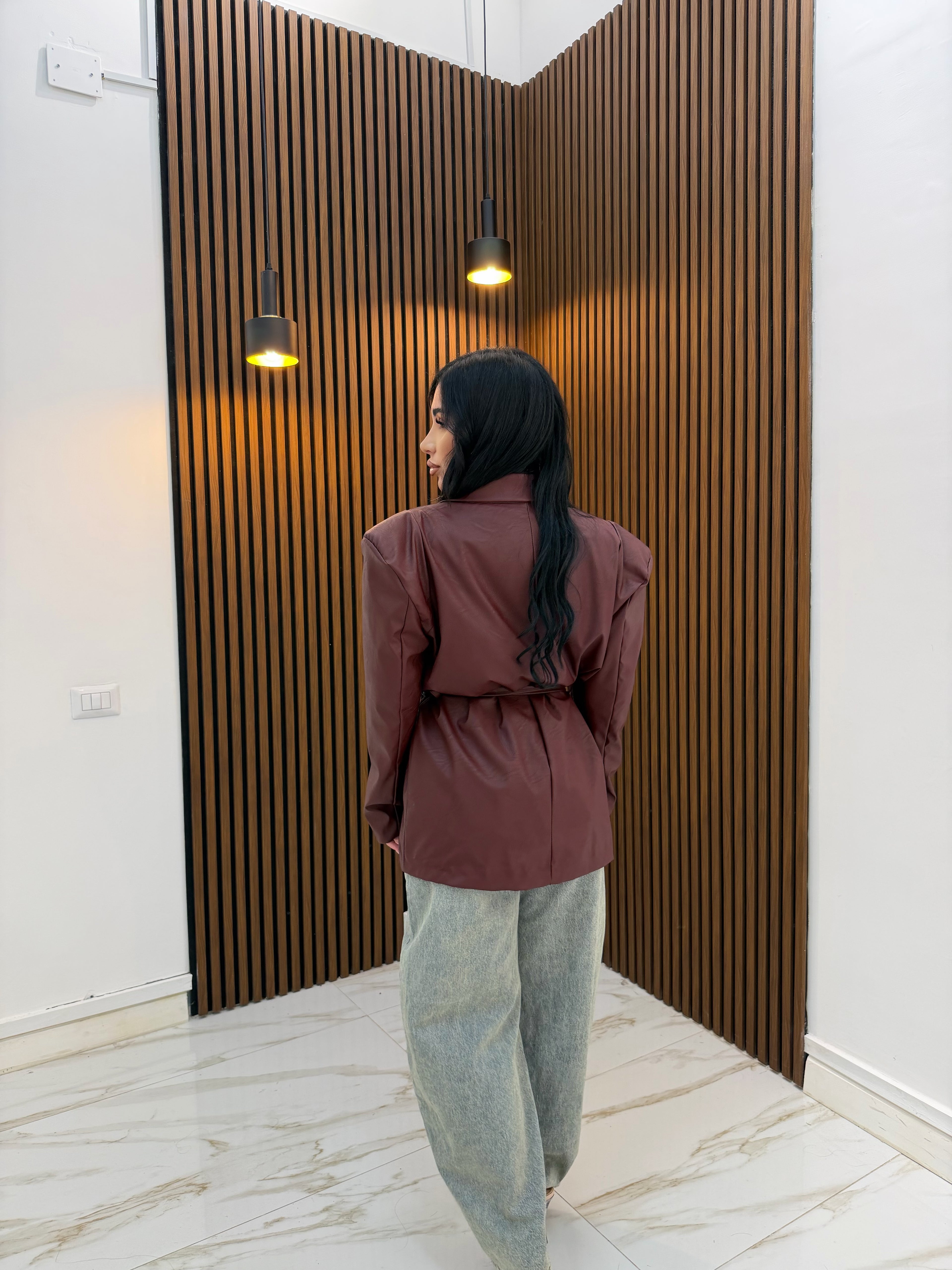 GIACCA A SBUFFO IN ECOPELLE BORDO