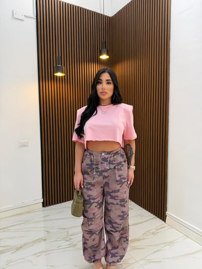 T-SHIRT CROP ROSA