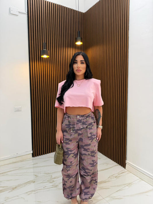 T-SHIRT CROP ROSA