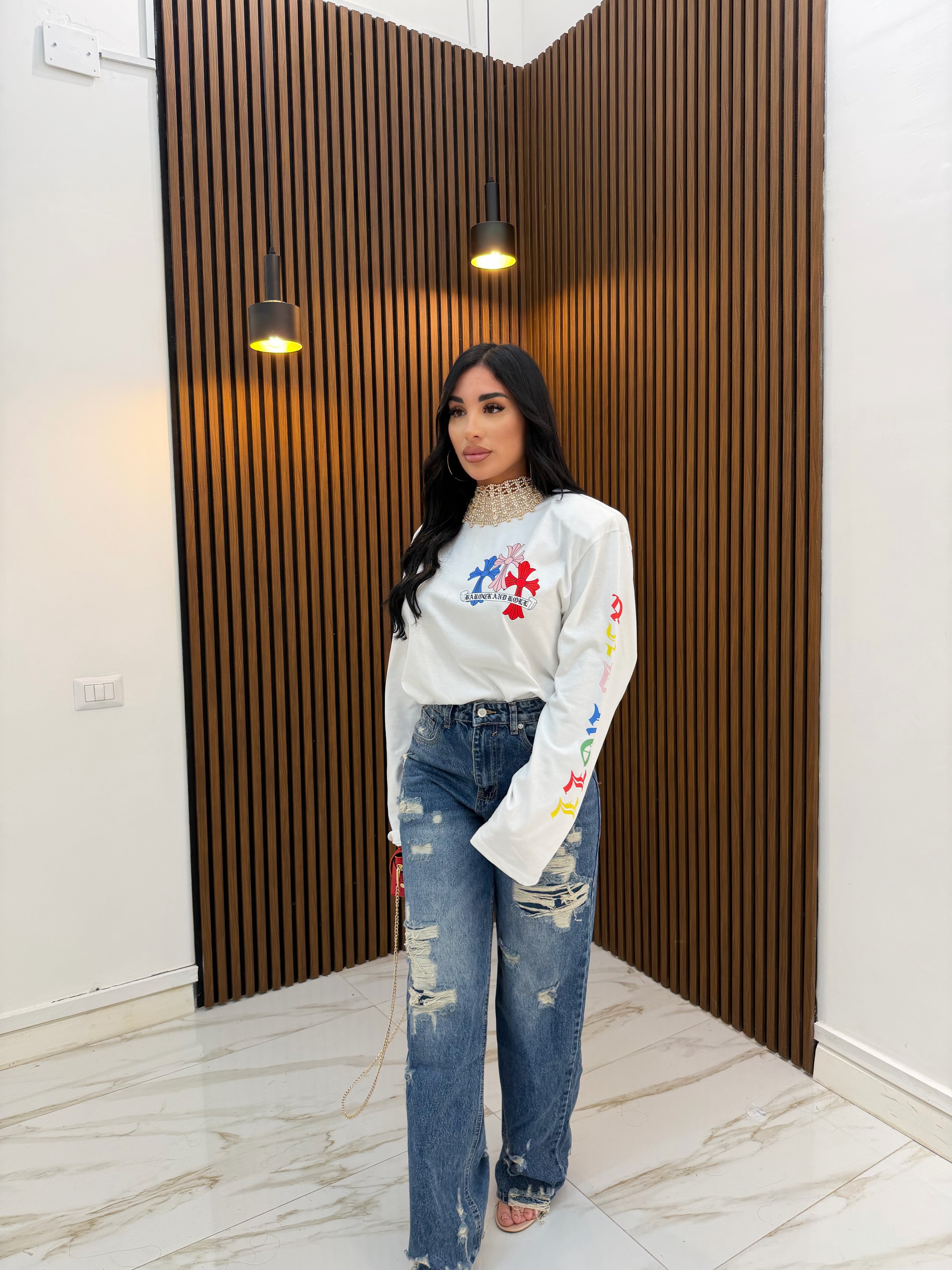 MAXI MAGLIA CROCE BIANCO