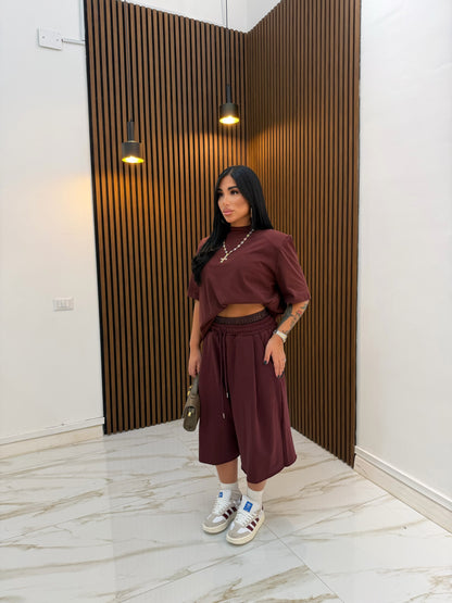 BERMUDA FASCIA IN PELLE BORDEAUX