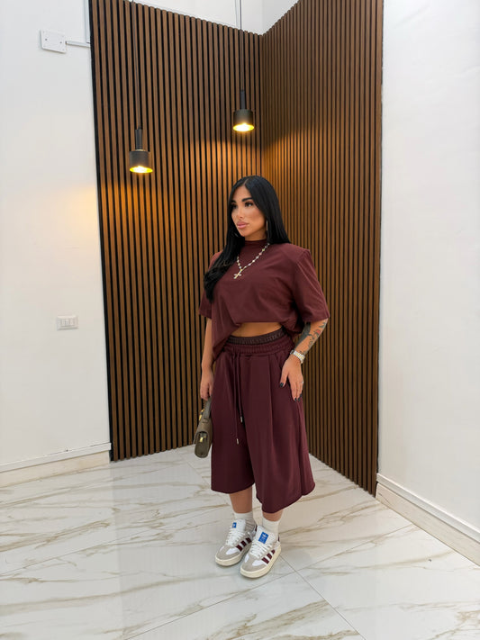 BERMUDA FASCIA IN PELLE BORDEAUX