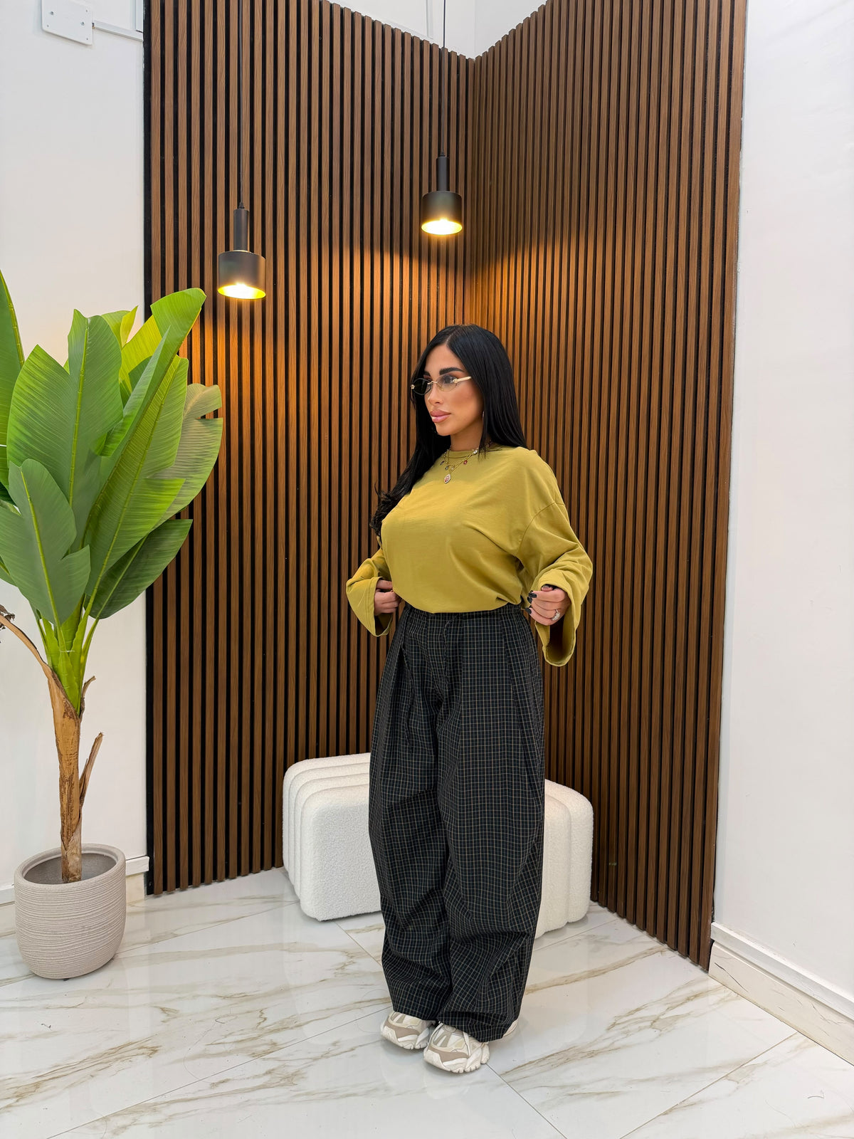 PANTALONE QUADRI NERO