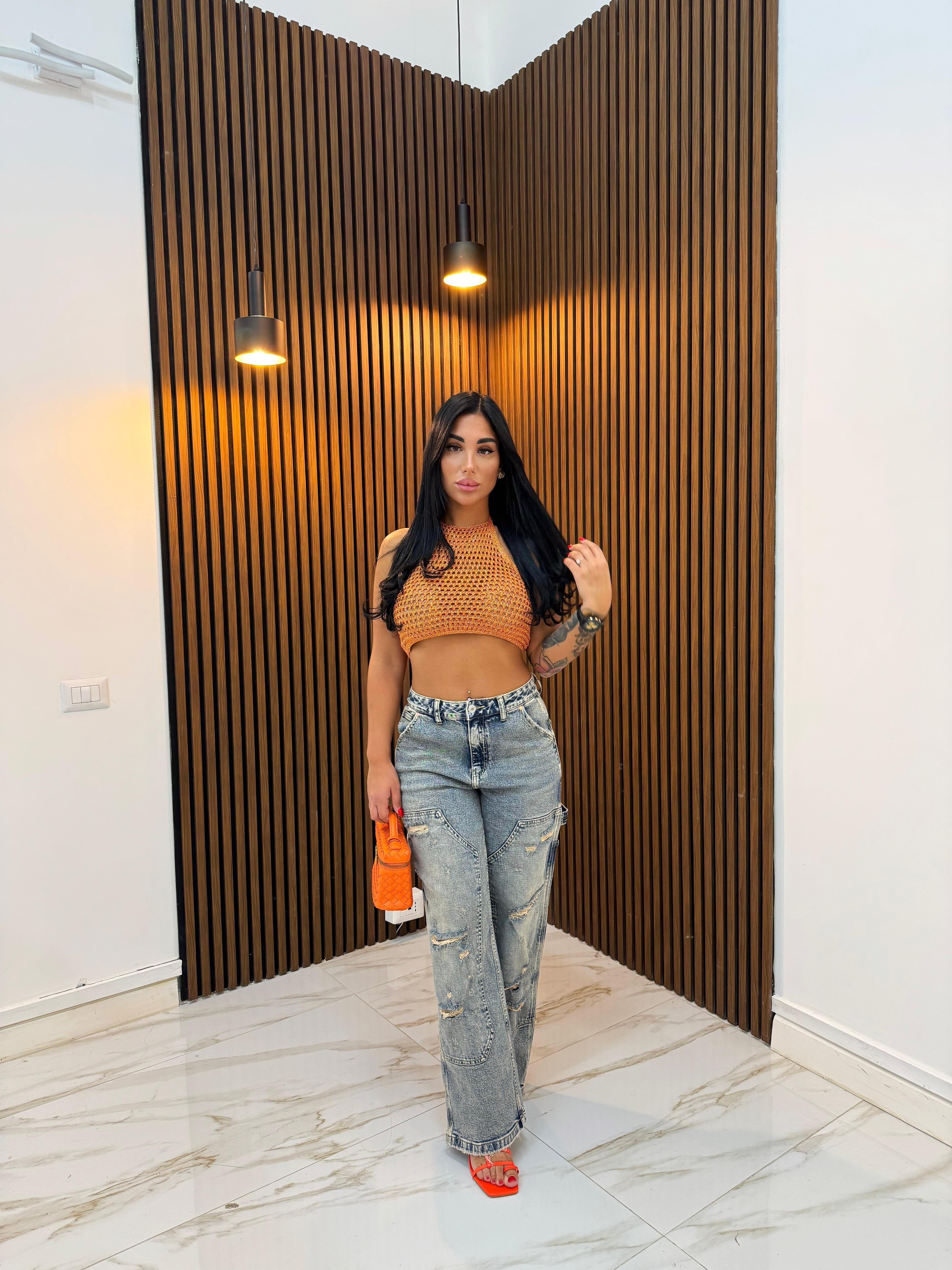 TOP IN FILO ARANCIONE