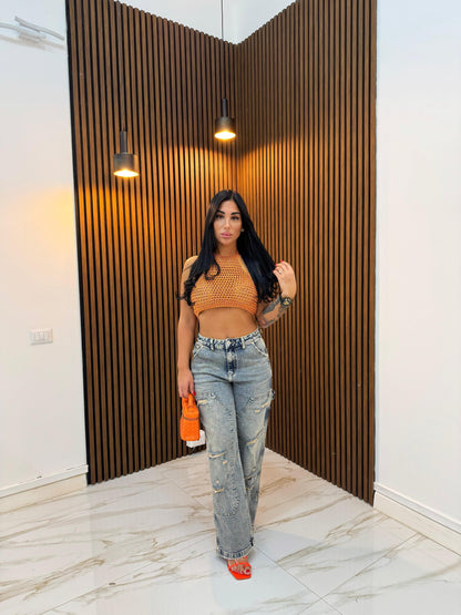 TOP IN FILO ARANCIONE