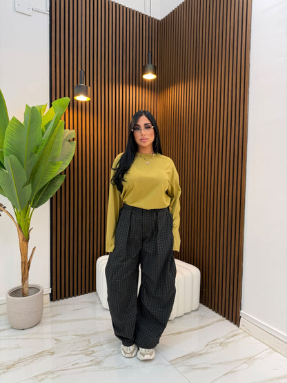 PANTALONE QUADRI NERO