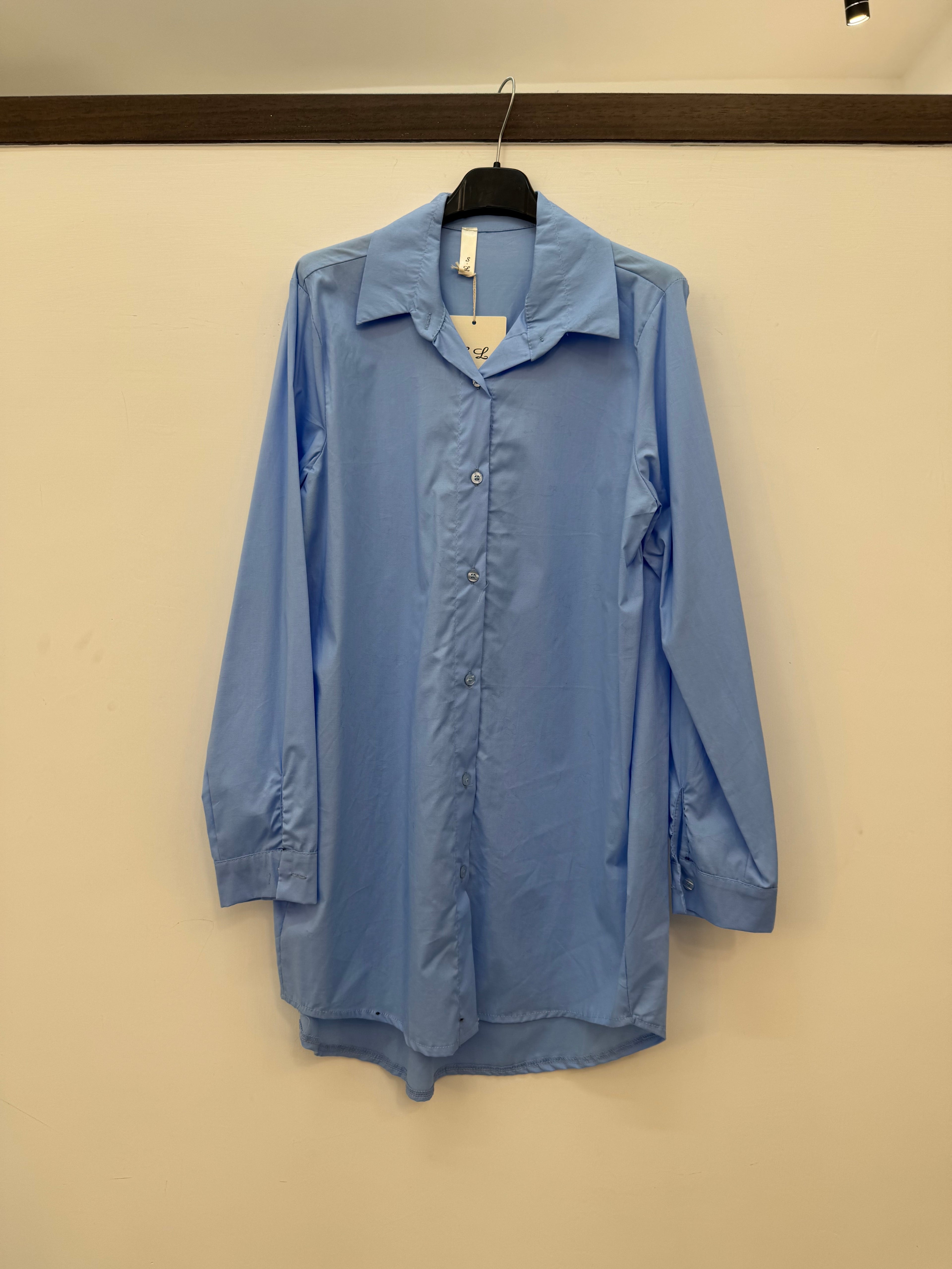 MAXI DRESS CAMICIA CELESTE